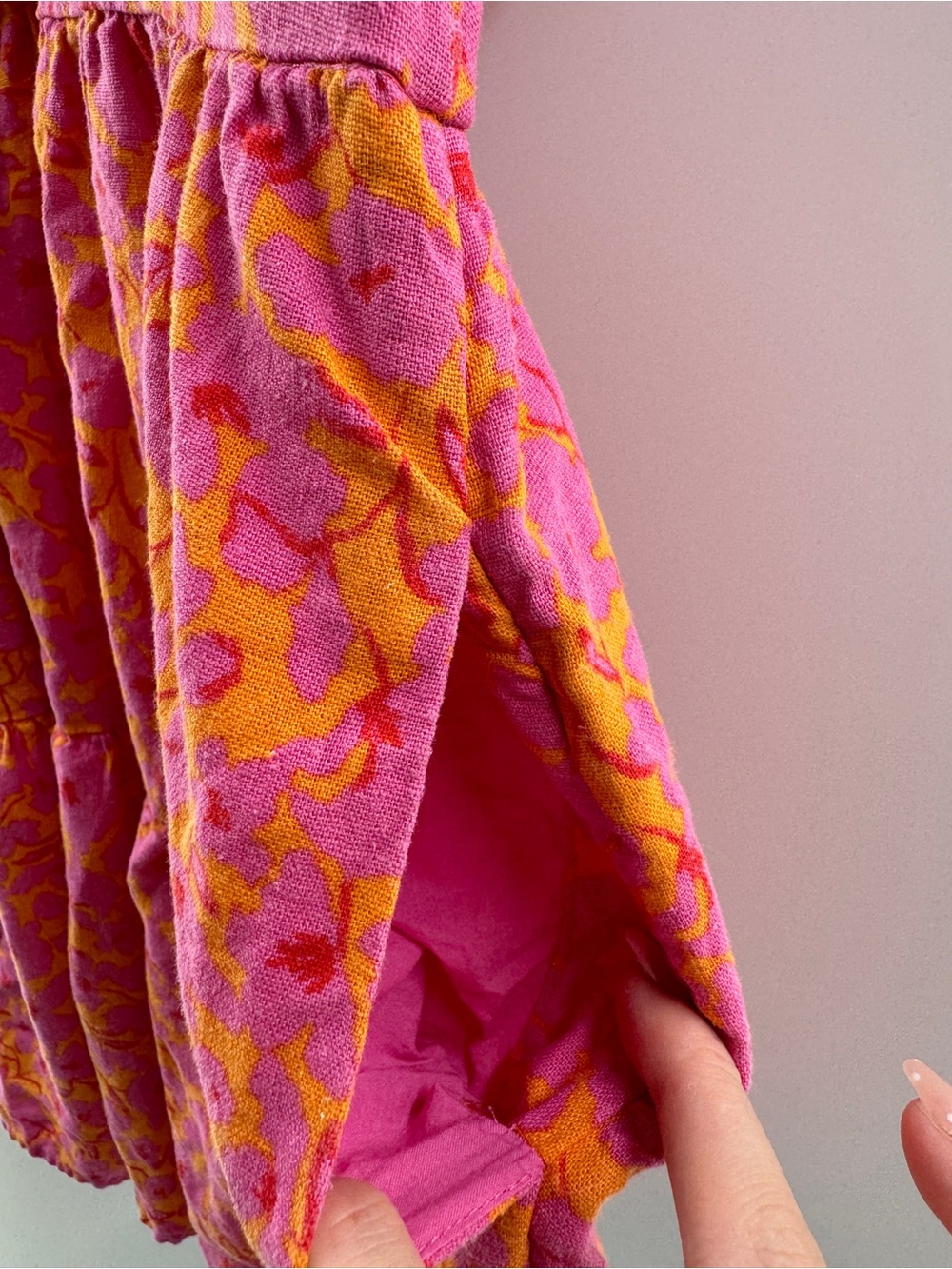 Universal Thread Pink Orange Floral Linen Blend Mini Dress – Women’s Medium - Picture 4 of 9